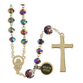 Golden Rosary with Multicolored Beads, 5 mm