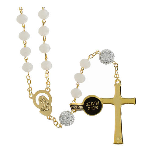Golden rosary, 0.2 in dull white beads 2