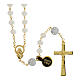 Golden rosary, 0.2 in dull white beads s1