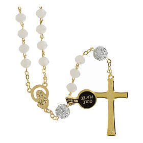 Golden Rosary with 5 mm Matte White Beads