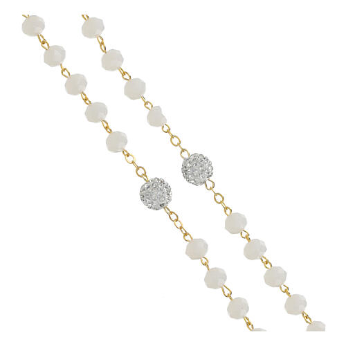 Golden Rosary with 5 mm Matte White Beads 3