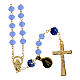 Goldener Rosenkranz mit matten himmelblauen Perlen 5 mm s1