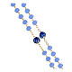 Chapelet doré grains 5 mm bleu ciel mat s3