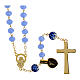 Golden rosary with 5 mm opaque light blue beads s2