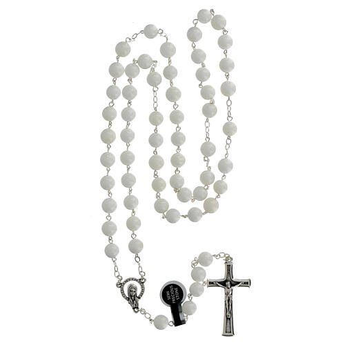 Silvery rosary with 0.2 in tridacna beads 4