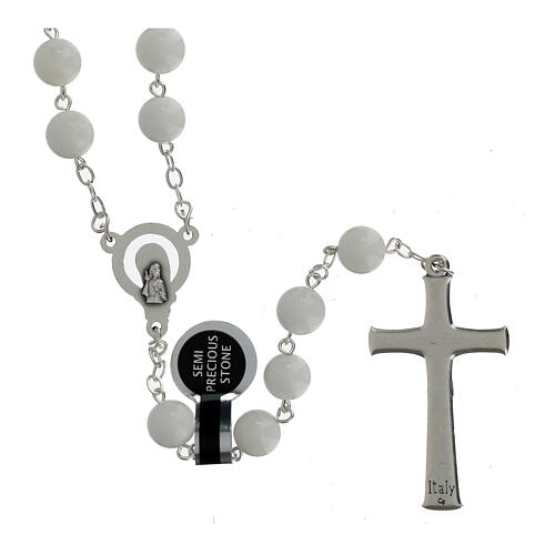 Silver Rosary with 5 mm Tridacna Beads 2