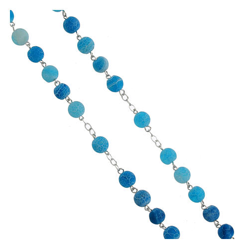 Versilberter Rosenkranz mit matten blauen Achatperlen 5 mm 3