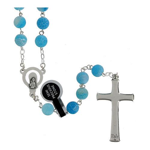 Silvery rosary with dull light blue agate beads, 0.2 in 2