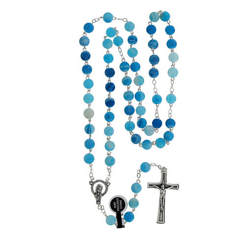 Rosario argento grani agata azzurra opaca 5 mm  4