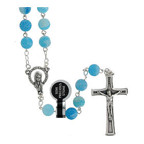 Silver Rosary with 5 mm Matte Blue Agate Beads