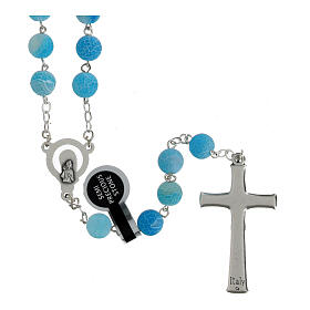 Silver Rosary with 5 mm Matte Blue Agate Beads