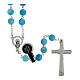 Silver Rosary with 5 mm Matte Blue Agate Beads s2
