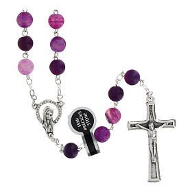 Versilberter Rosenkranz mit 5 mm violetten Achatkörnern