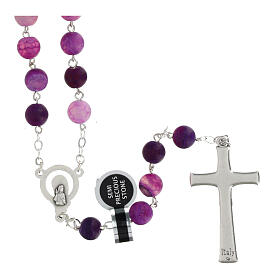 Versilberter Rosenkranz mit 5 mm violetten Achatkörnern