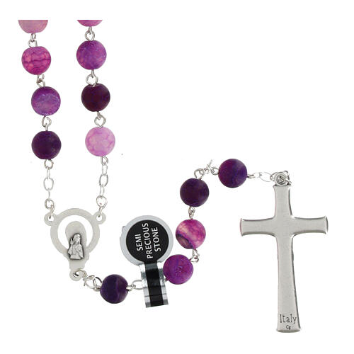 Silver Rosary with 5 mm Purple Agate Beads 2