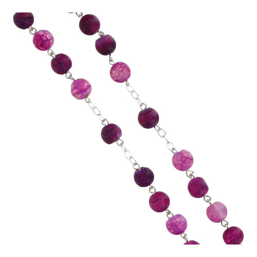 Silver Rosary with 5 mm Purple Agate Beads 3