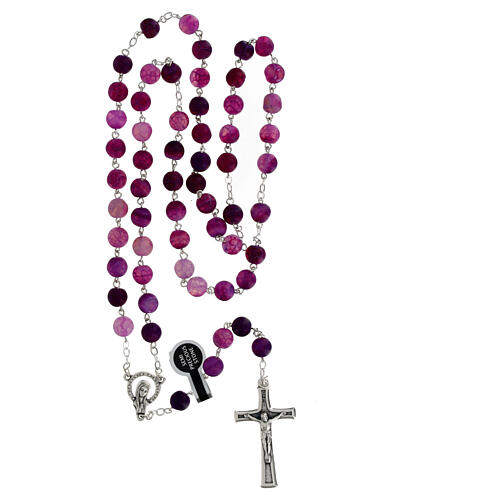 Silver Rosary with 5 mm Purple Agate Beads 4
