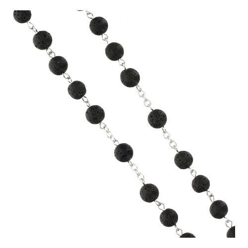 Silberner Rosenkranz mit 5 mm Vulkangesteinsperlen 3