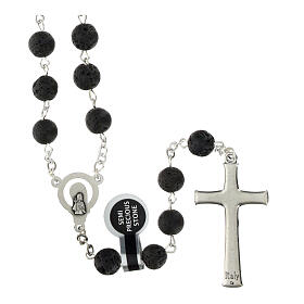 Rosario argento grani roccia vulcanica 5 mm