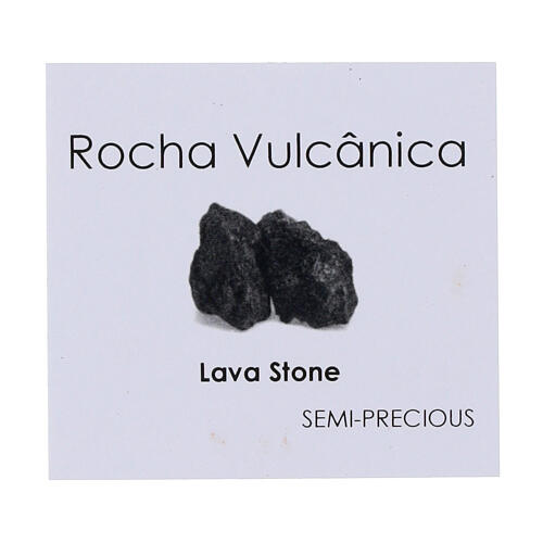 Terço prata contas rocha vulcânica 5 mm 6