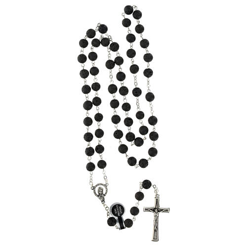 Silver Rosary with 5 mm Volcanic Rock Beads 4