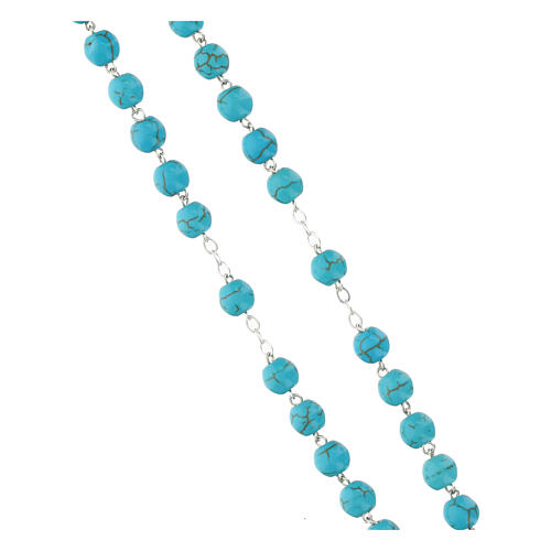Rosario grani pietra turchese 5 mm argento 3