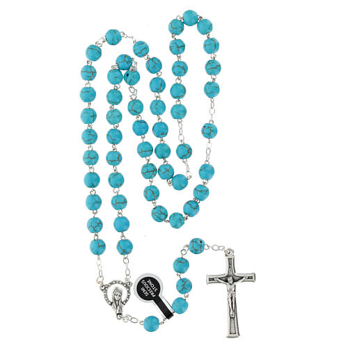 Turquoise Stone Silver Rosary, 5mm 4