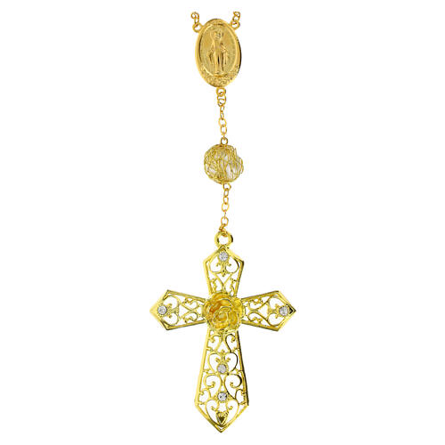 Golden decade rosary bracelet with synthetic pearl, 1.5 cm 2