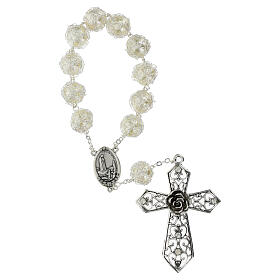 Single decade rosary bracelet of Fatima with synthetic pearls of 0.6 in