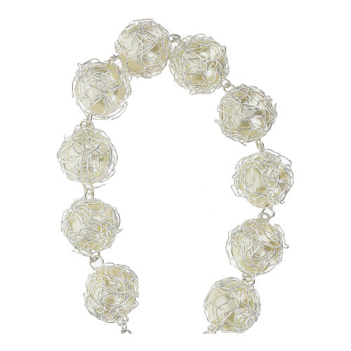 Single decade rosary bracelet of Fatima with synthetic pearls of 0.6 in 3