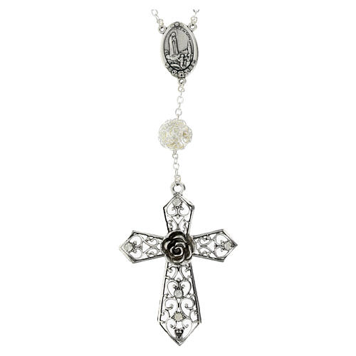 Bransoletka dziesiątka Matka Boska Fatimska, perły syntetyczne 1,5 cm 2