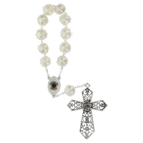 Bransoletka dziesiątka Matka Boska Fatimska, perły syntetyczne 1,5 cm 4