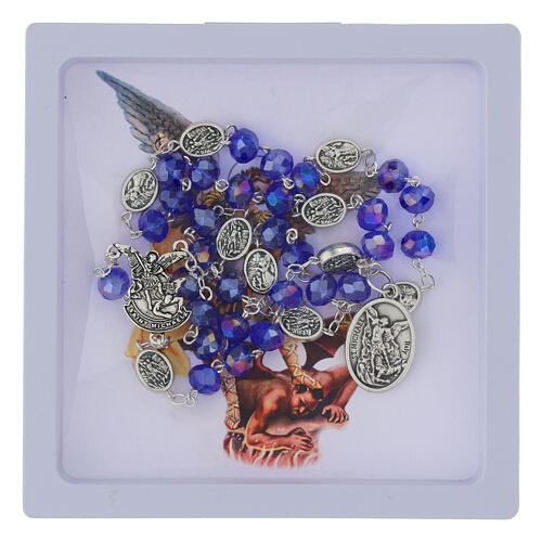 Rosary with clear dark blue beads of 0.2 in 5