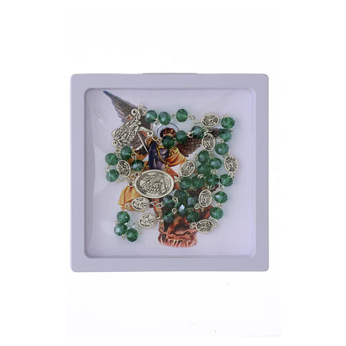 Różaniec z transparentnymi koralikami szmaragdowymi 5mm 6