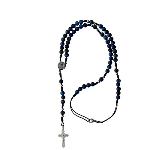 Rosary with hawk's eye stone beads of 0.12 in 4