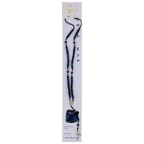 Rosary with hawk's eye stone beads of 0.12 in 5