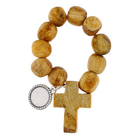 Finger single decade rosary with Palo Santo wooden beads