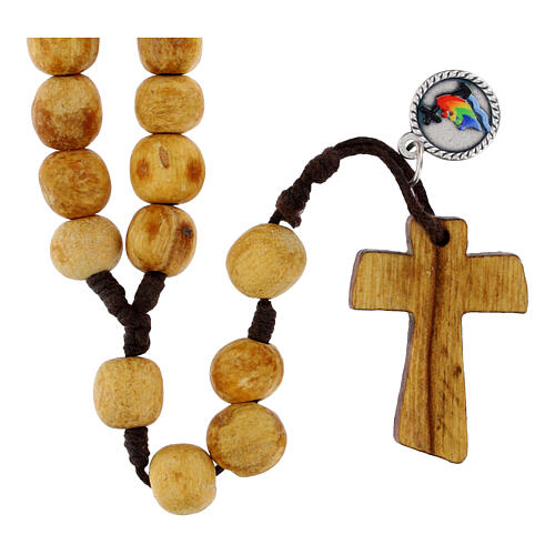 Różaniec medalik Jubileuszowy, koraliki 1 cm drewno Palo Santo 1