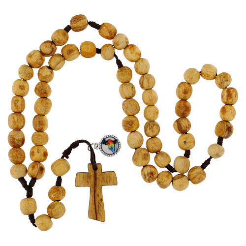Różaniec medalik Jubileuszowy, koraliki 1 cm drewno Palo Santo 4
