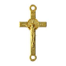 Golden cross, zamak Our Father for DIY rosaries, 1x0.7 in