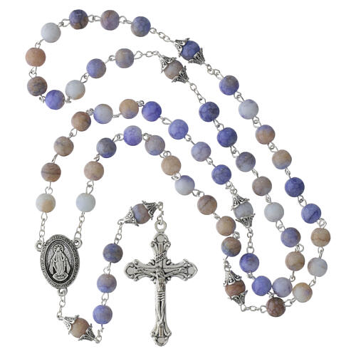 Rosary with 0.31-inch purple-and-white veined glass beads and Miraculous Medal 5