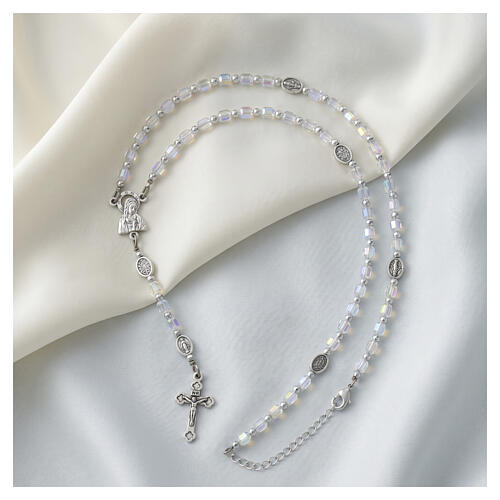 Rosary with 0.2-inch barrel-cut glass beads and Miraculous Medal 3