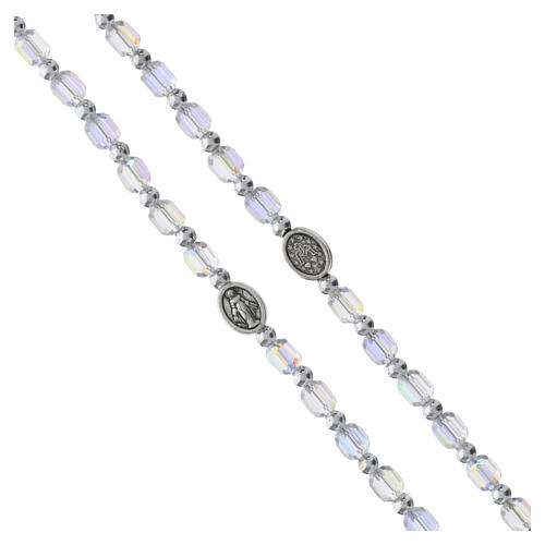 Chapelet Vierge Miraculeuse grains en verre taillés en barillet 5 mm 4