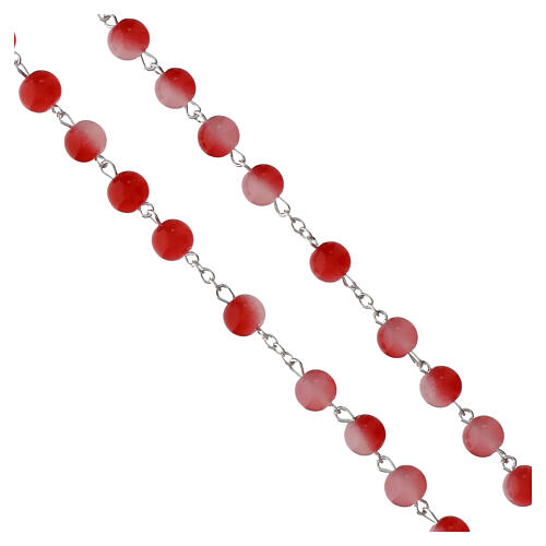 Rosario con grani vetro rosso 8 mm San Carlo Acutis 4