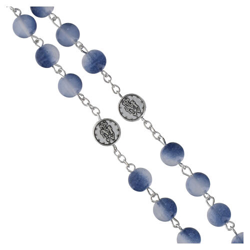 Rosario mariano 8 mm granos de vidrio azul 3