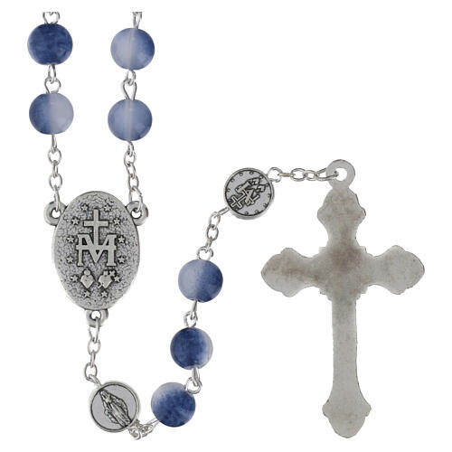 Rosario mariano 8 mm granos de vidrio azul 4