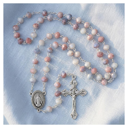 Rosario Virgen Milagrosa granos rosa 8 mm 2