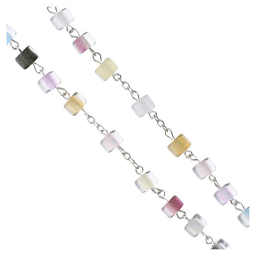 Terço Nossa Senhora da Medalha Milagrosa contas efeito olho de gato multicolor 8x6 mm 3