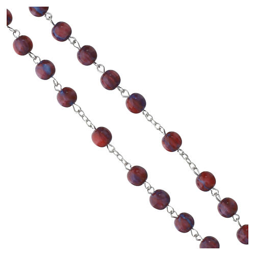 Terço Divina Misericórdia contas marmoreadas vermelhas 8 mm 4