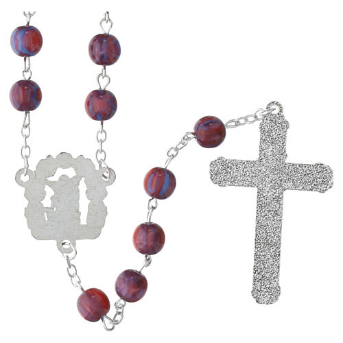 St. Michael the Archangel rosary with 0.31-inch red marbled resin beads 4